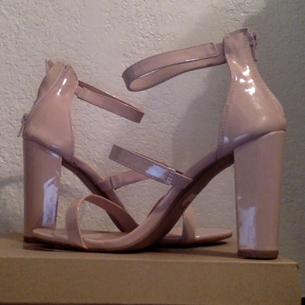 Charlotte Russe, Nude heels, straps, Zipper,